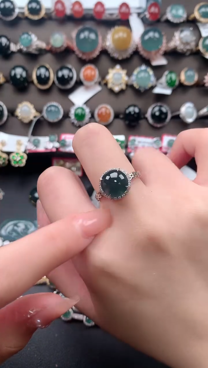 【闪购商品】翡翠戒指银S925镶嵌6214