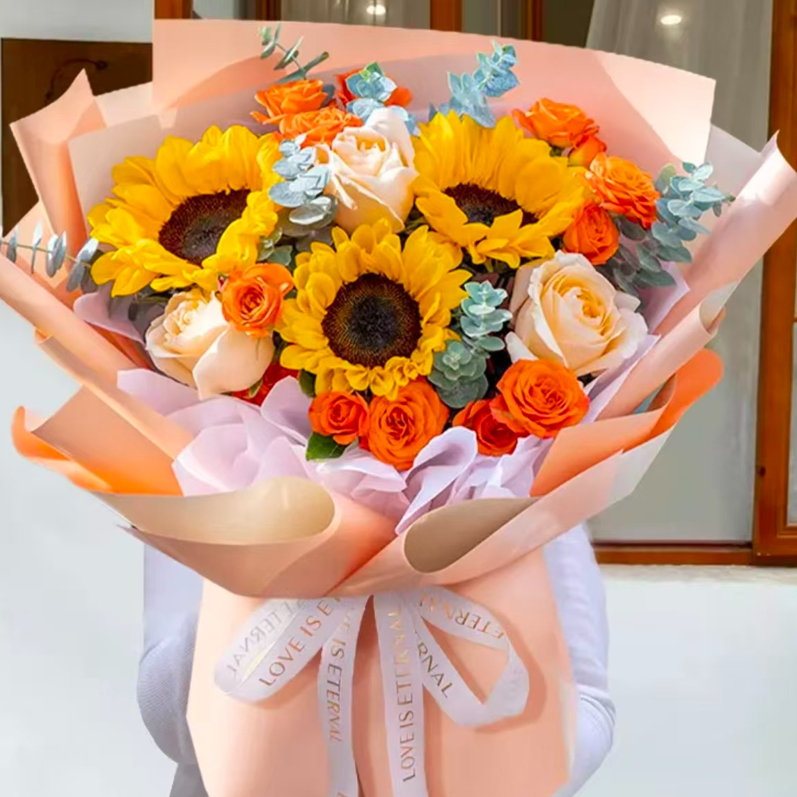 元旦跨新年向日葵玫瑰花束生日鲜花小时达同城配送男女生长辈妈妈