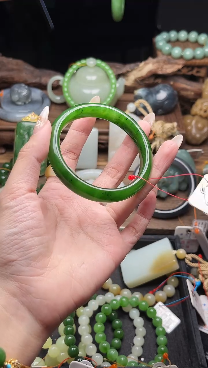 未镶嵌手镯和田玉俄七碧玉 57+圈9009031
