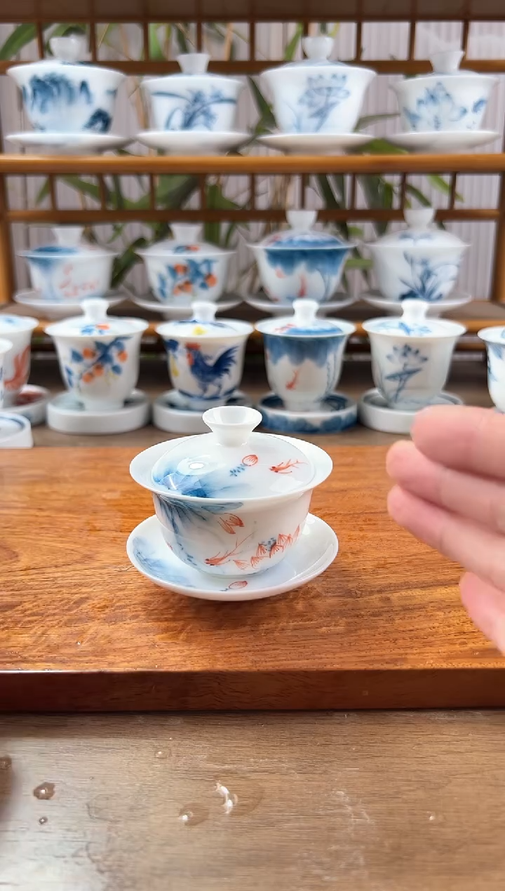 微瑕蓝莲80ml三才盖碗