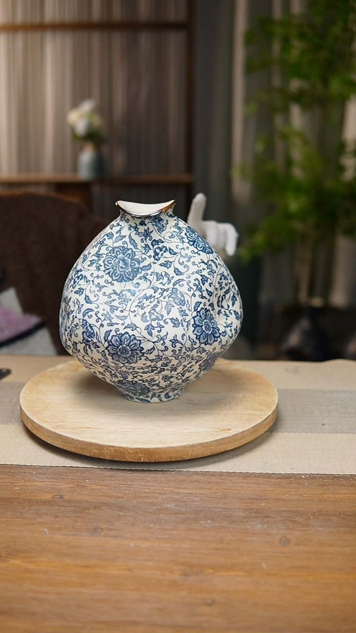 【闪购商品】陶瓷 花器青花瓷缠枝莲大肚