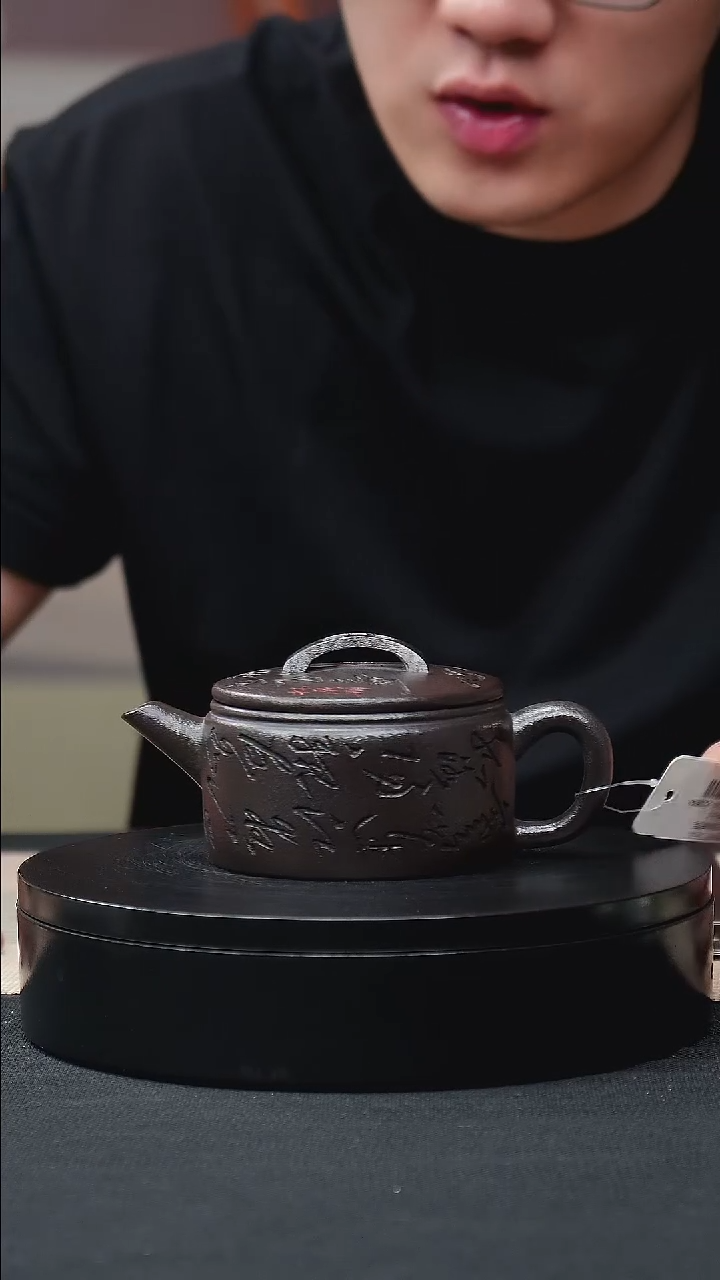 茶壶紫砂玄铁紫泥刻绘汉瓦