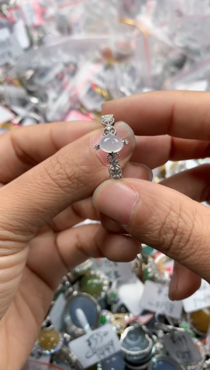 银S925镶嵌戒指翡翠888----8