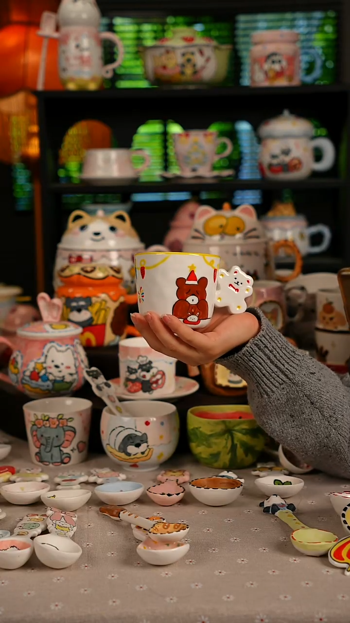 陶瓷无盖款景德镇高温釉下彩纯手绘创意瓷