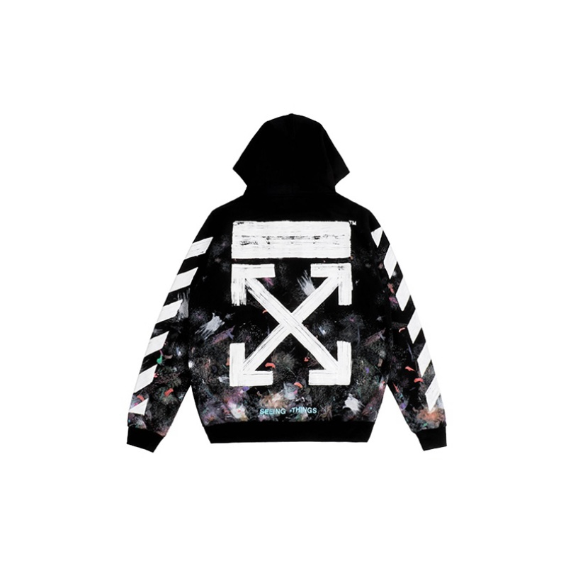 未使用 JADMZ OFFWHITE 花花特价Galaxy Brush涂鸦星空连帽卫衣