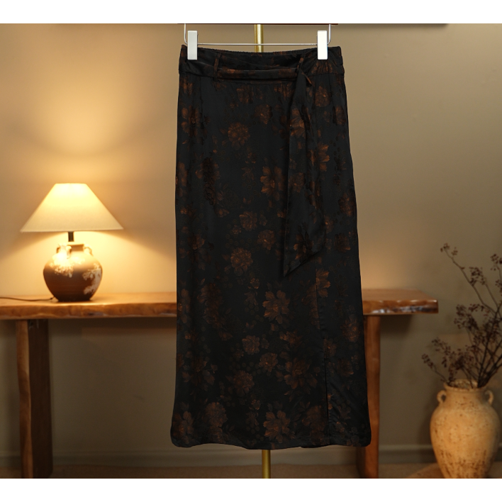 【云想陈先生-暮雨潇潇】中式国风香云纱半身裙3191