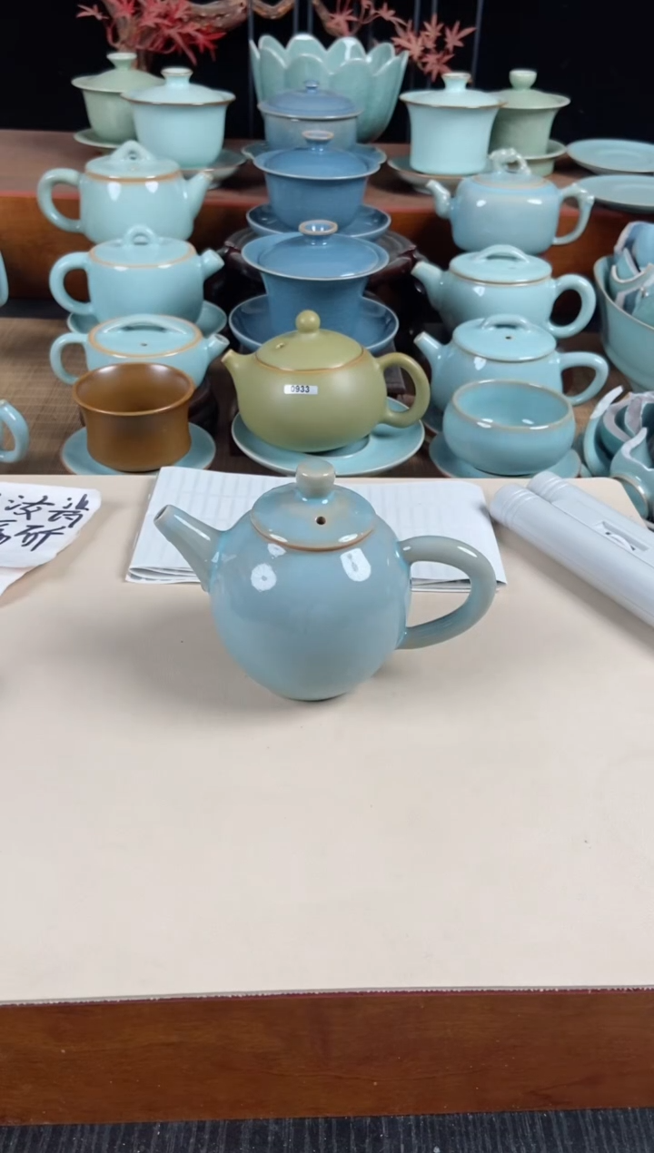 【闪购商品】其他微瑕龙蛋壶不开片天蓝支钉烧170cc汝瓷