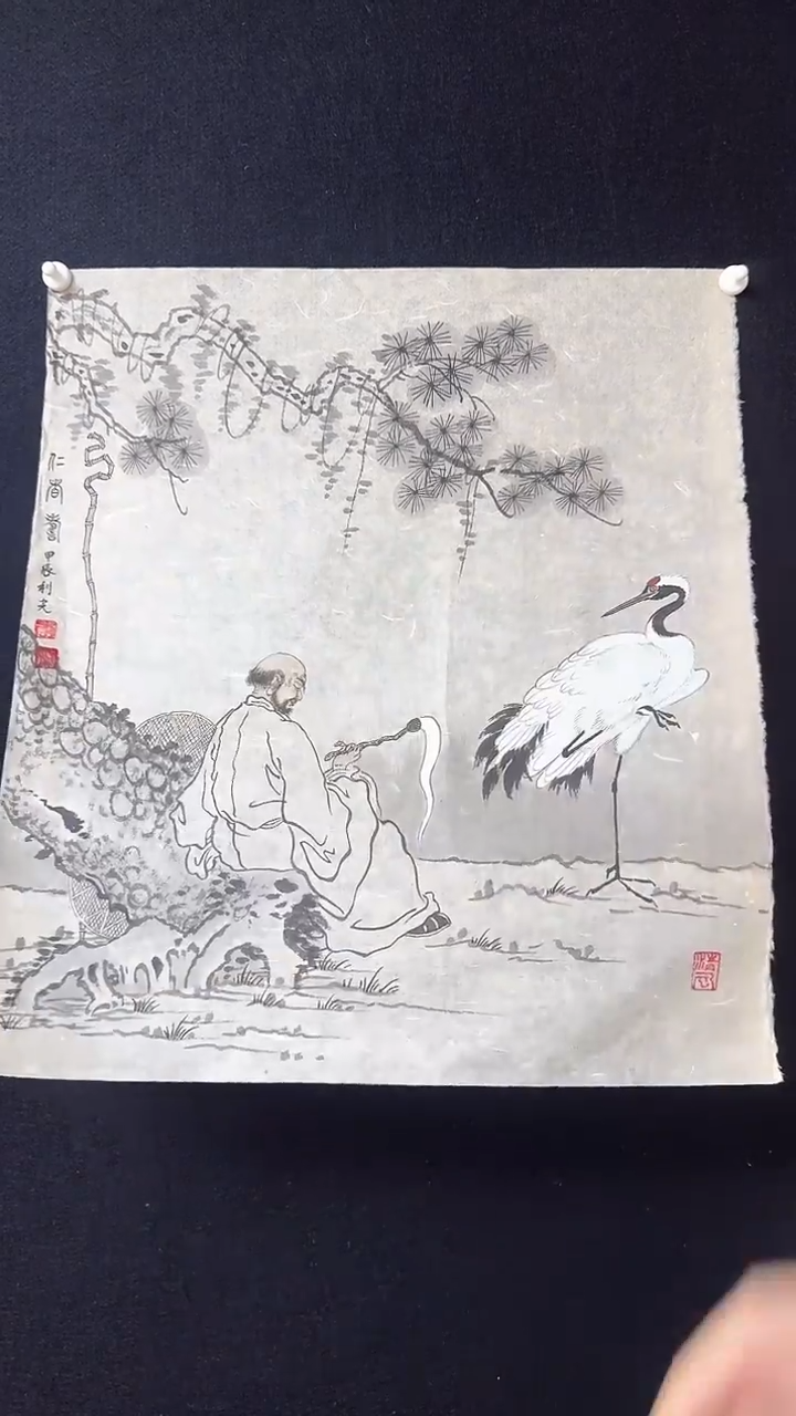 【闪购商品】国画斗方绘画尊者丹顶鹤