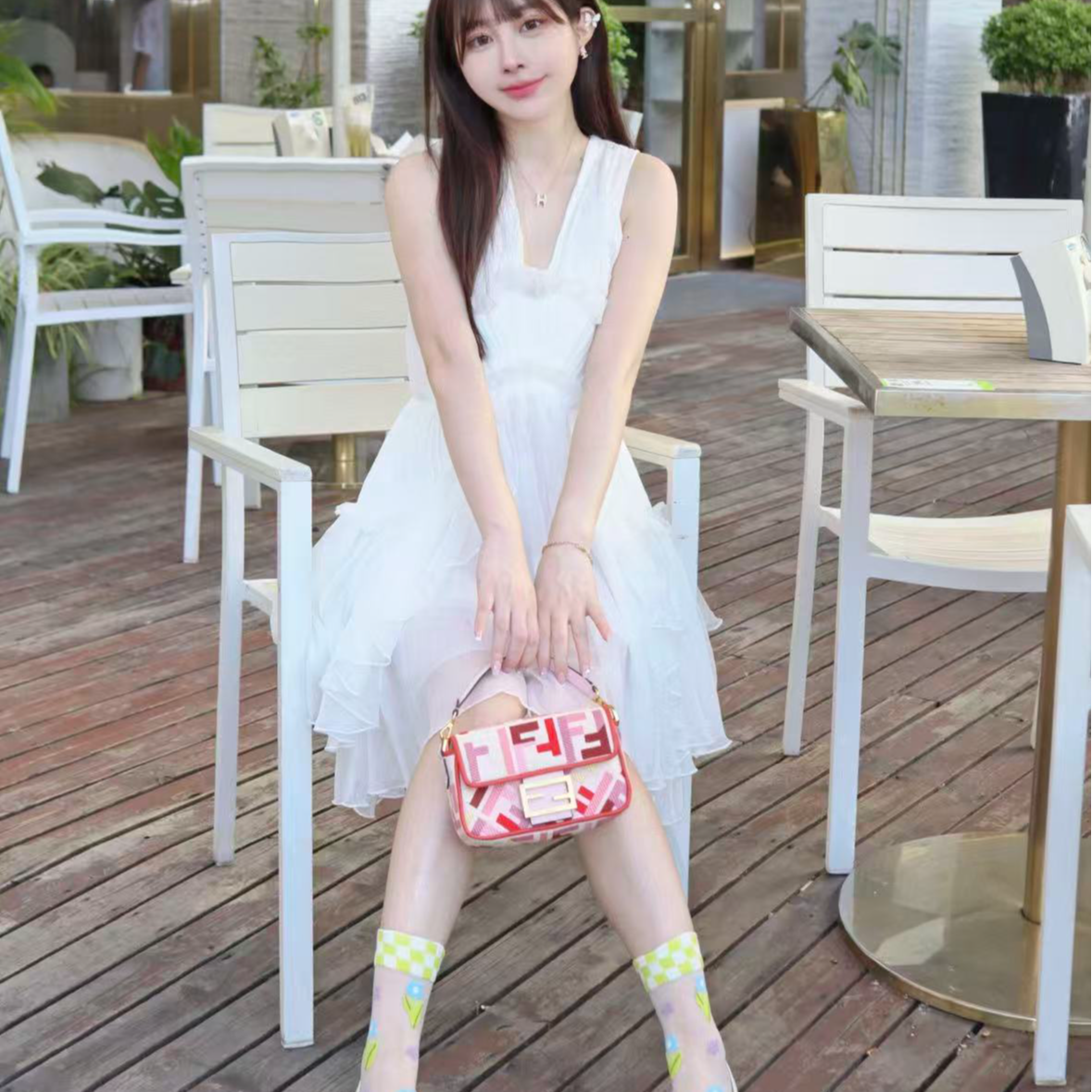 95新 FENDI/芬迪 专柜价16000 春节限定fsmini法棍斜挎B5580