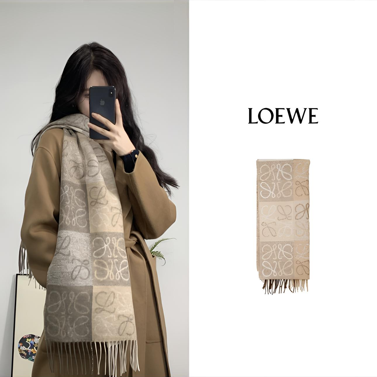 LOEWE/罗意威 针织保暖 羊毛 百搭时尚 绒线围巾F810487X17-2112