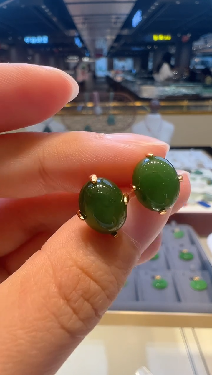【闪购商品】和田玉耳饰银S925镶嵌11