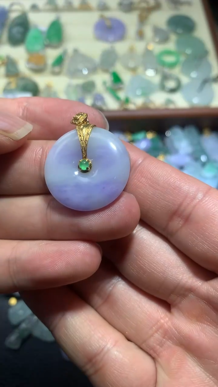 【闪购商品】翡翠颈饰18K金镶嵌037天然缅甸翡翠A货