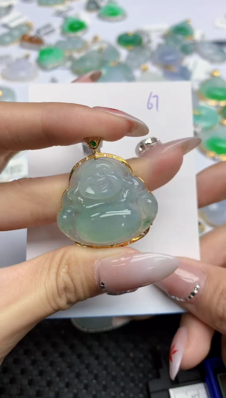 【闪购商品】翡翠颈饰18K金镶嵌天然翡翠A货