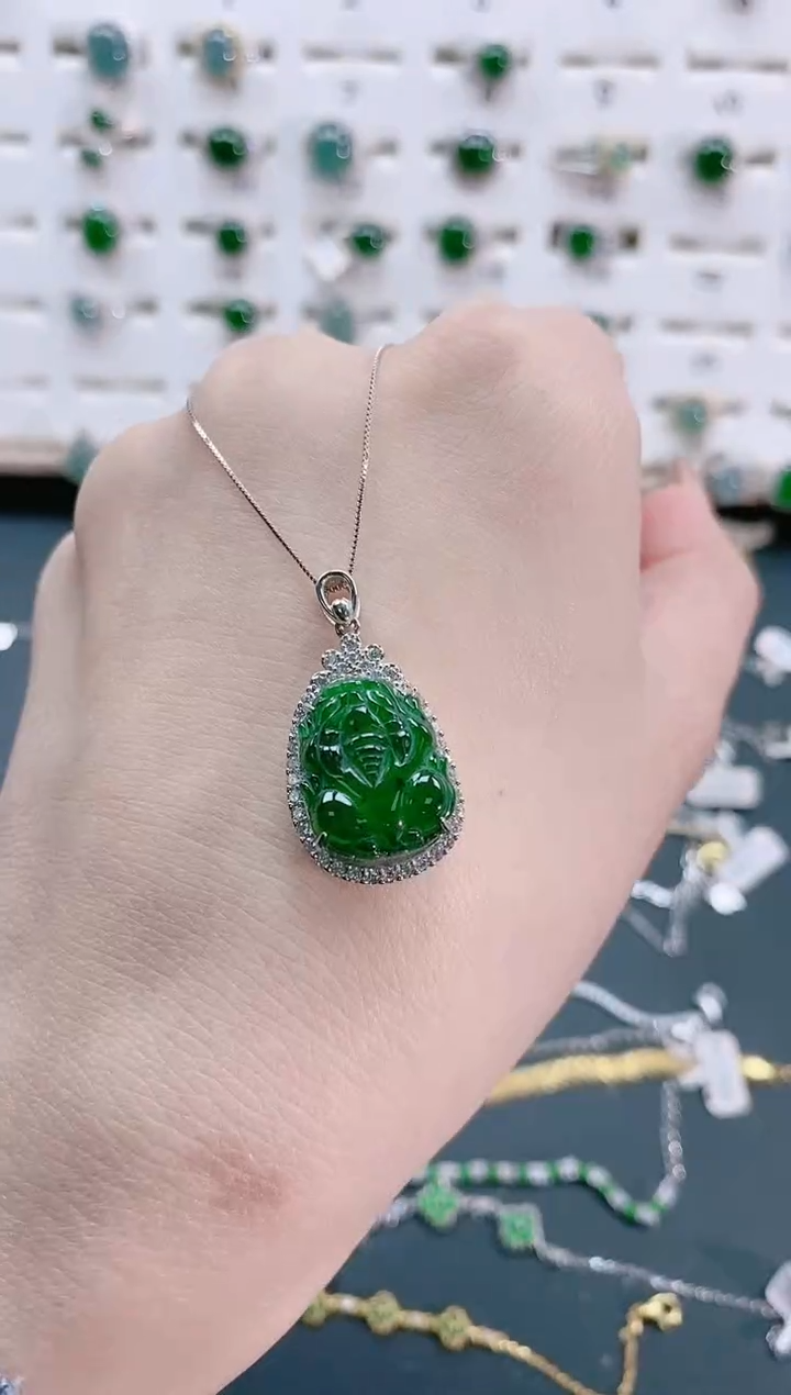 【闪购商品】翡翠颈饰银S925镶嵌天然翡翠