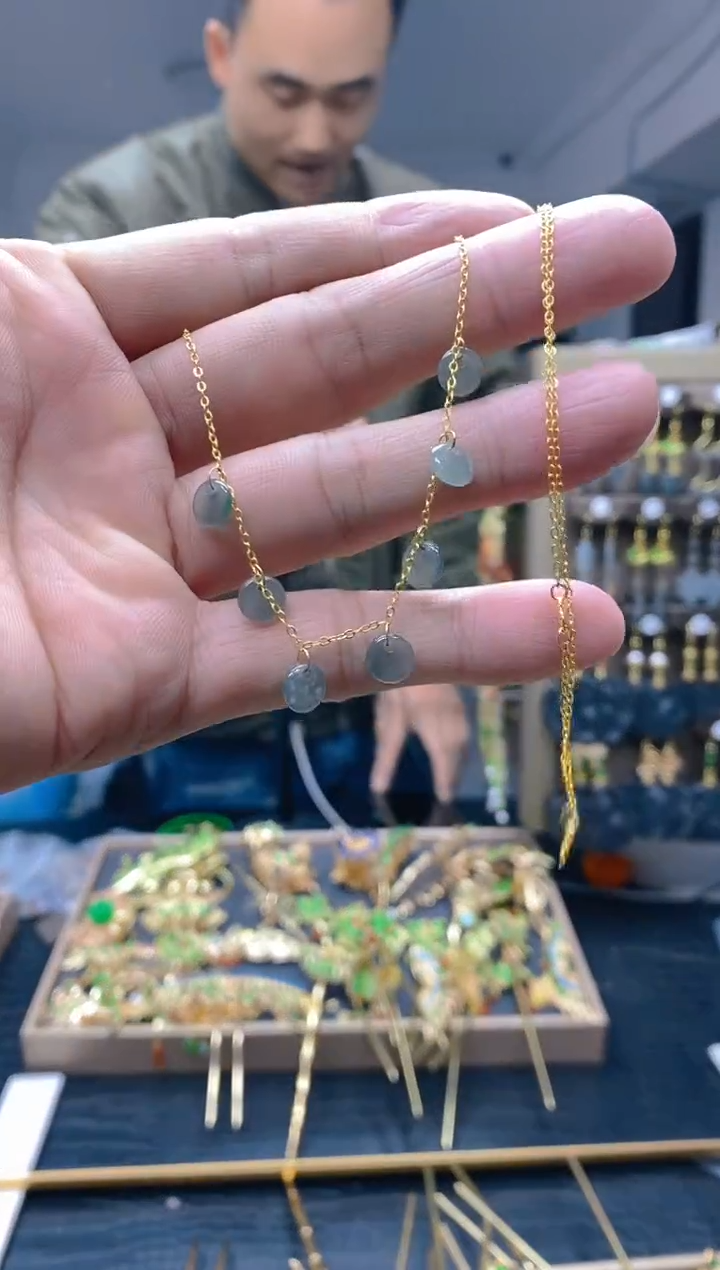 【闪购商品】碧玺耳饰合金104翡翠锁骨链