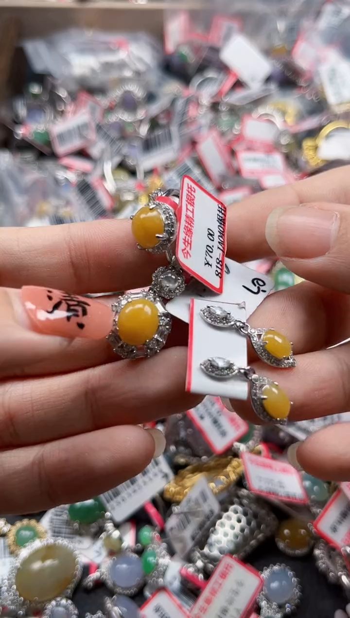 银S925镶嵌戒指翡翠天然A货缅甸翡翠