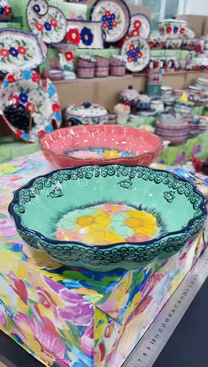 瓷8英寸波浪汤两个装（樱花+碧海）