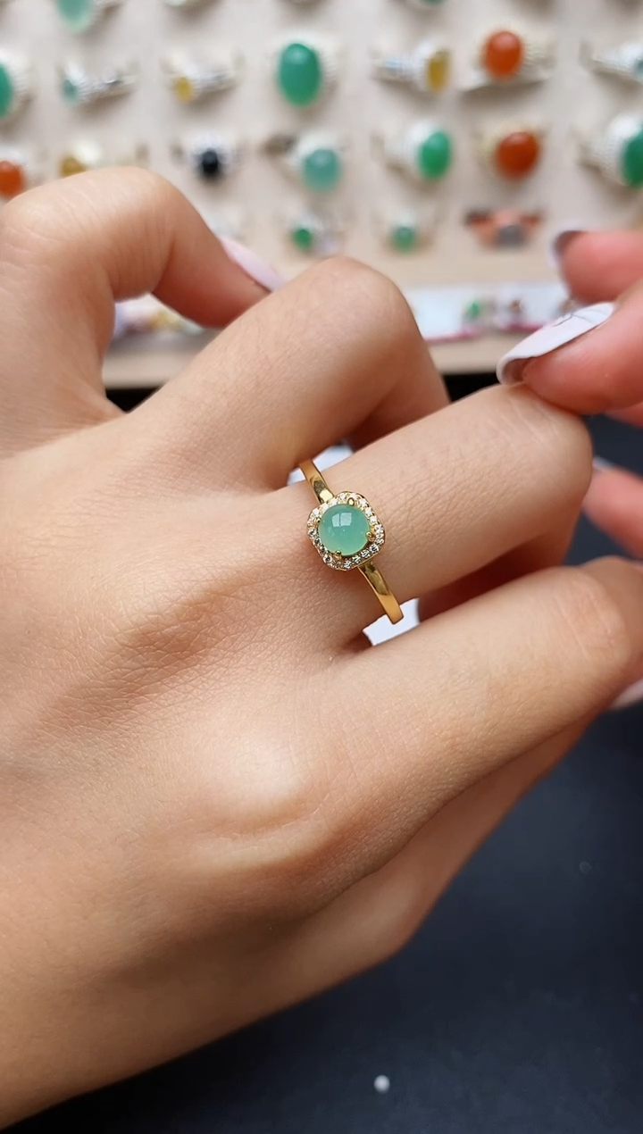 【闪购商品】翡翠戒指银S925镶嵌缅甸翡翠
