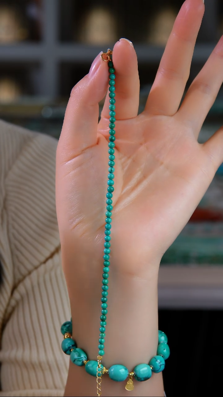 银S925镀金镶嵌绿松石手链多样性发货