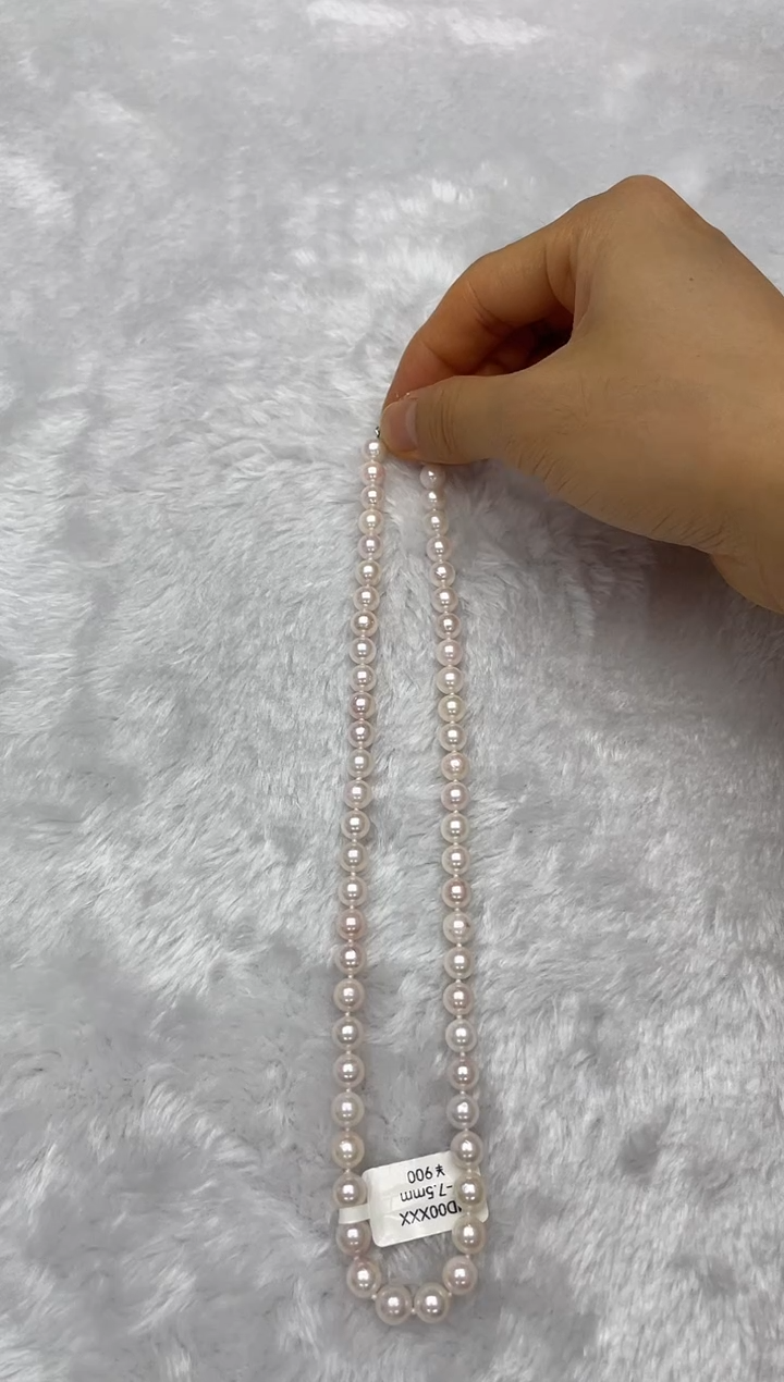 海水珍珠银S925镶嵌项链AK7-7.5mm