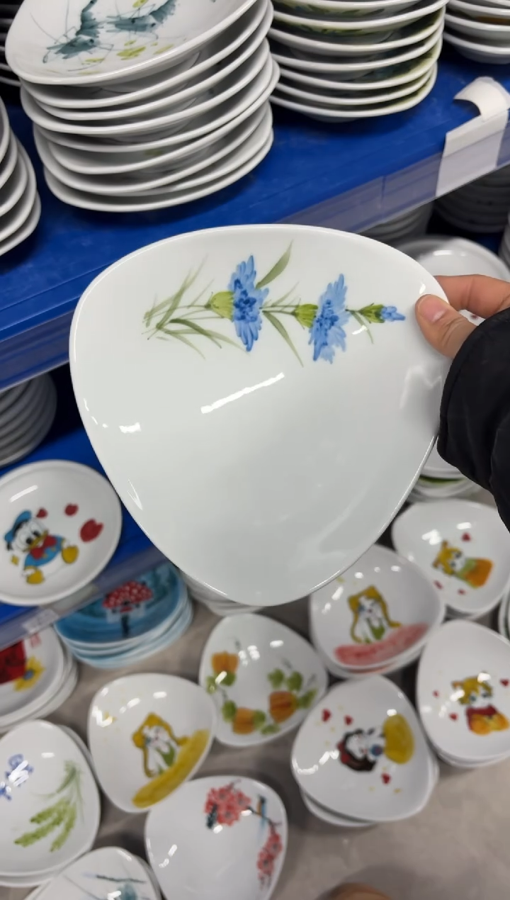景德镇高温陶瓷食品级手绘釉中彩-三角盘