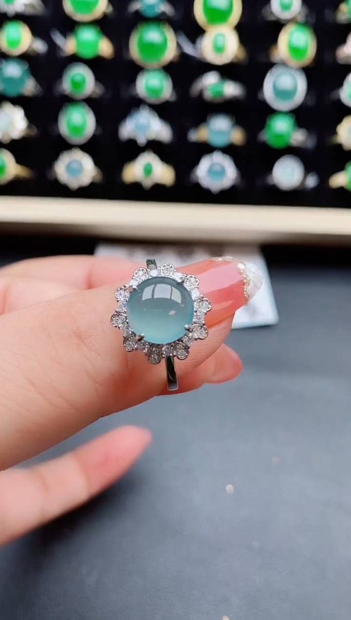 【闪购商品】翡翠戒指银S925镶嵌5080