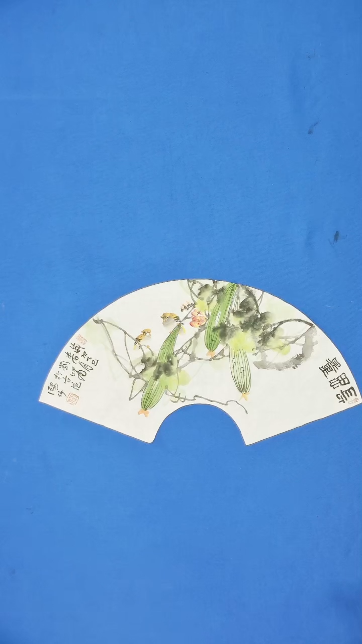 【闪购商品】国画花鸟  扇面   芙蓉国里尽朝晖