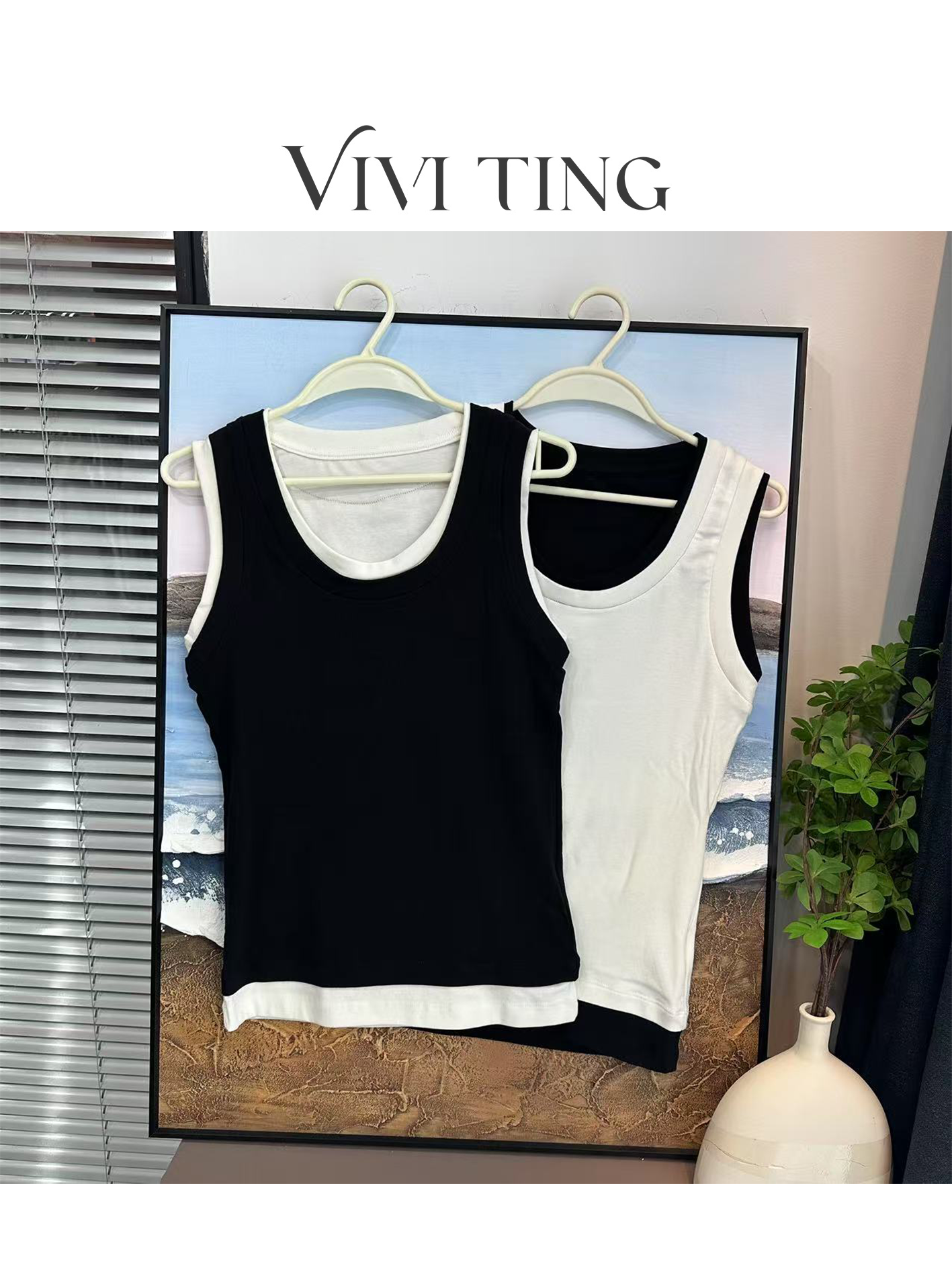 【VIVI·TING】婷姐推荐休闲百搭款背心假两件修身显瘦