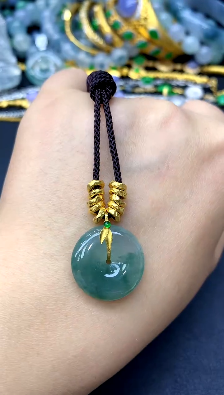 颈饰18K金镶嵌翡翠448-中国好珍宝