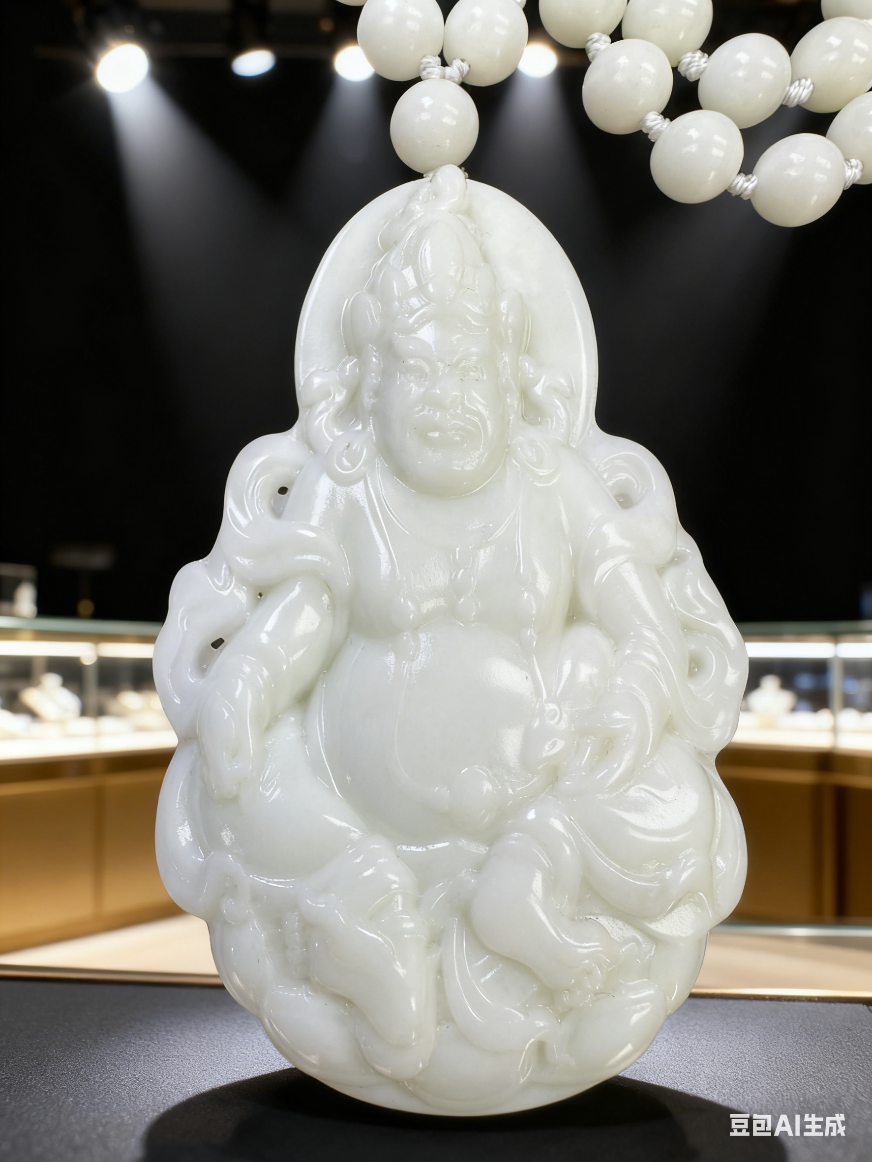 【倩倩珠宝】蓝田玉财神男女款招财玉石精美挂件50×80吊坠-A28