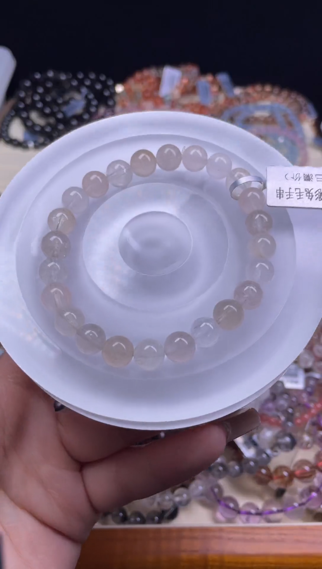 水晶手链未镶嵌z6-9拉丝兔毛8mm