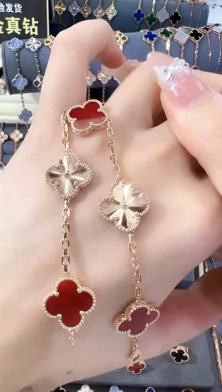 【闪购商品】玛瑙/玉髓手链18K金镶嵌红金手链