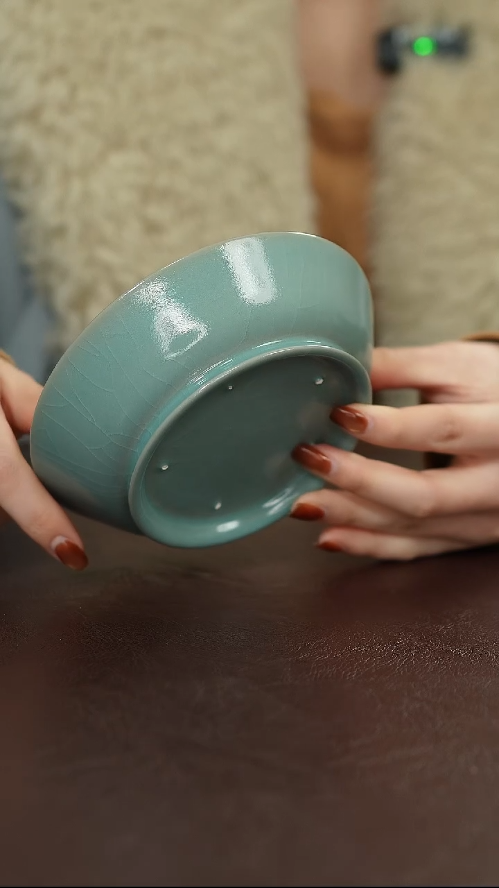 摆件陶原矿原釉汝宋汝瓷 圆洗