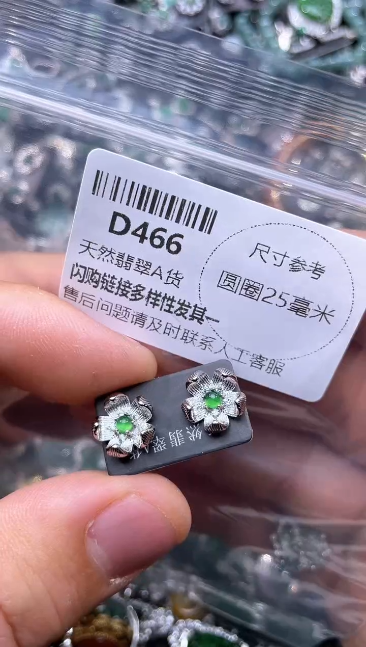 【闪购商品】翡翠颈饰未镶嵌D466耳钉