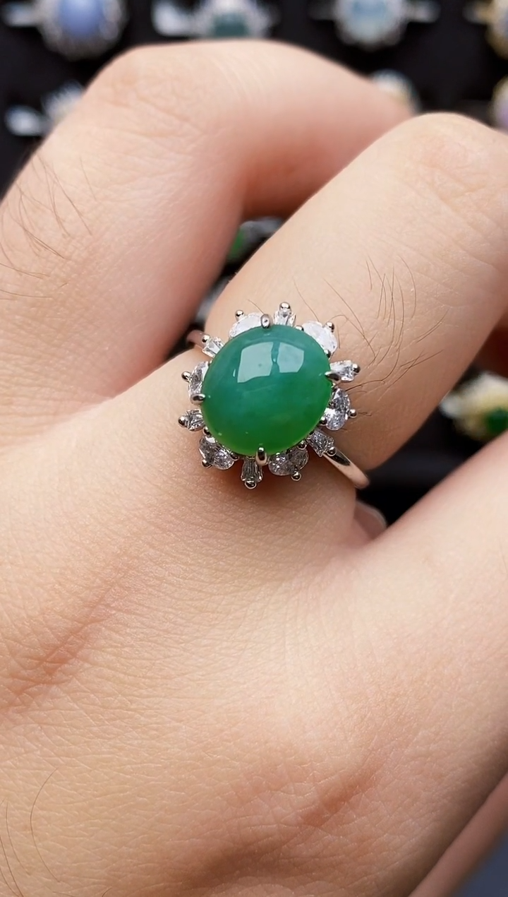 银S925镶嵌戒指翡翠1278