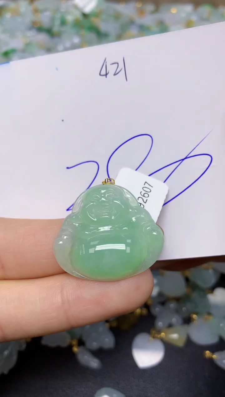 【闪购商品】翡翠挂件18K金镶嵌 天然翡翠A货