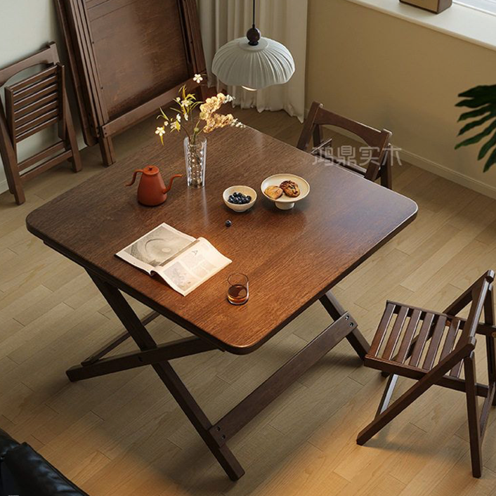 实木手搓麻将桌掼蛋桌子家用简易可折叠吃饭桌子餐桌小户型四方