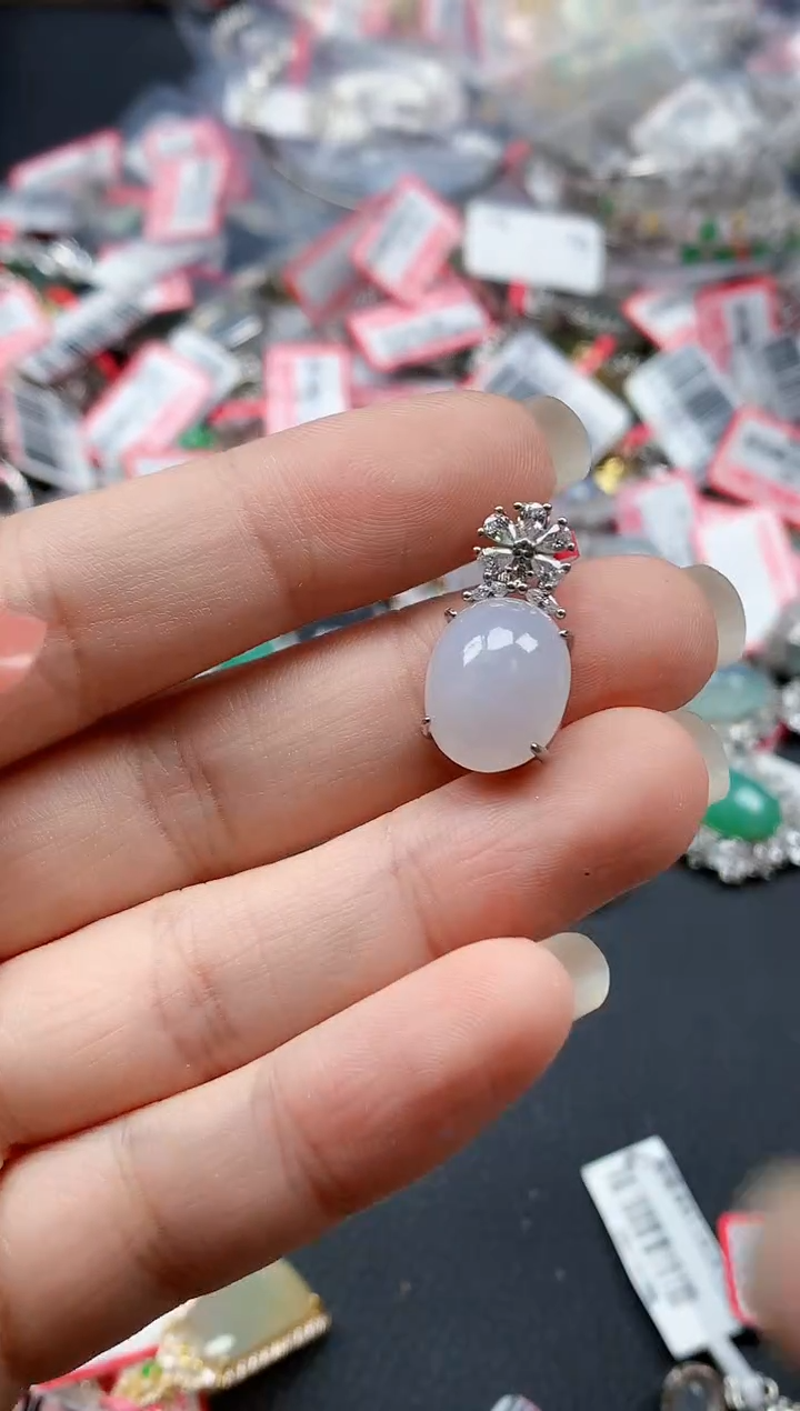 银S925镶嵌戒指翡翠天然A货缅甸翡翠