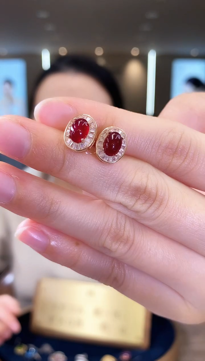 【闪购商品】红宝石耳饰银S925镶嵌09