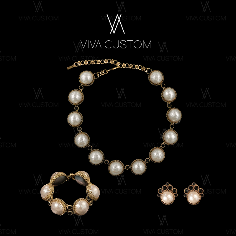 铜合金合成锆石项链 （精工系列）简约典雅春茶花三件套