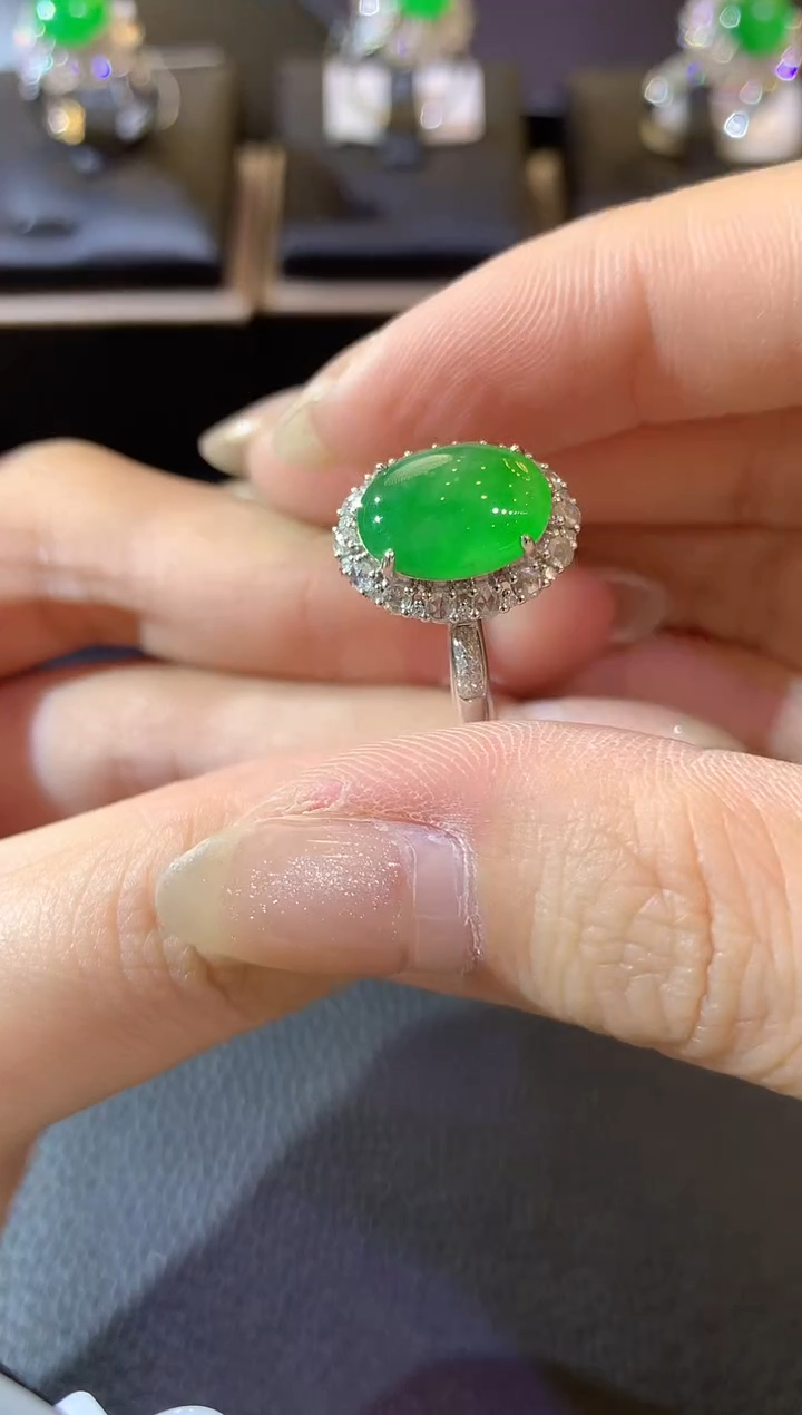 【闪购商品】翡翠戒指18K金镶嵌A36翡翠