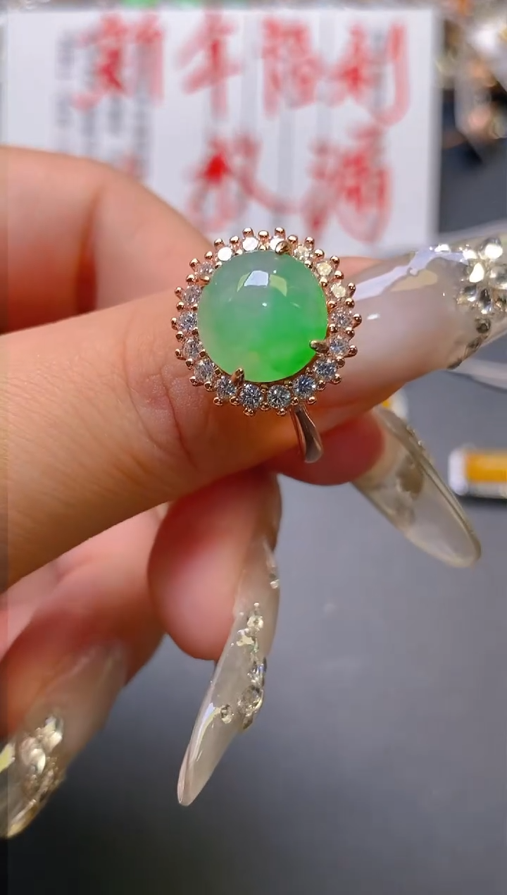 【闪购商品】翡翠耳饰银S925镶嵌天然A货翡翠1