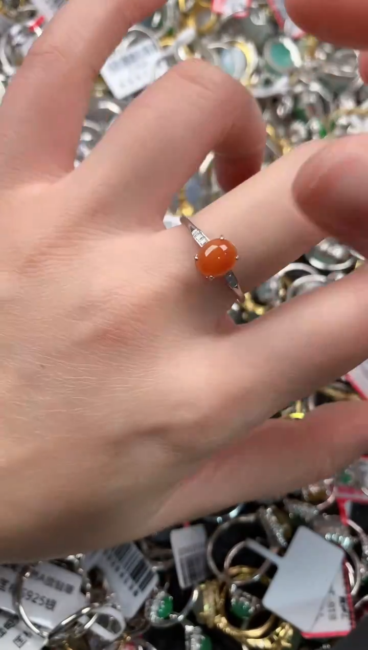 银S925镶嵌戒指翡翠11  6