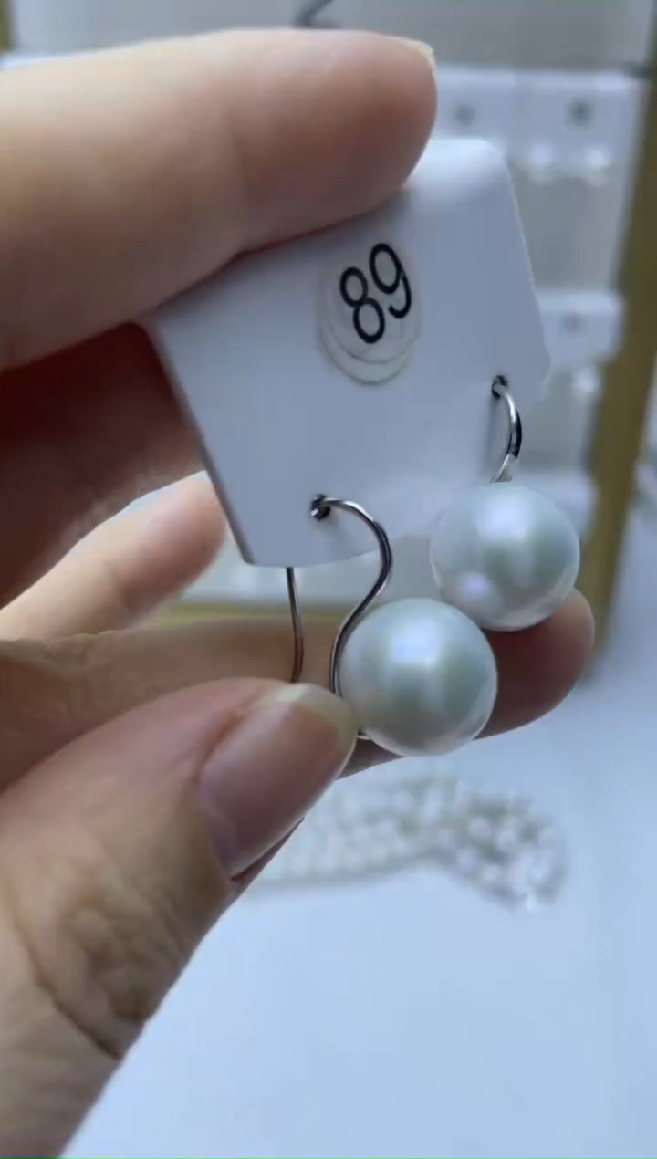 银S925镶嵌耳饰淡水珍珠89