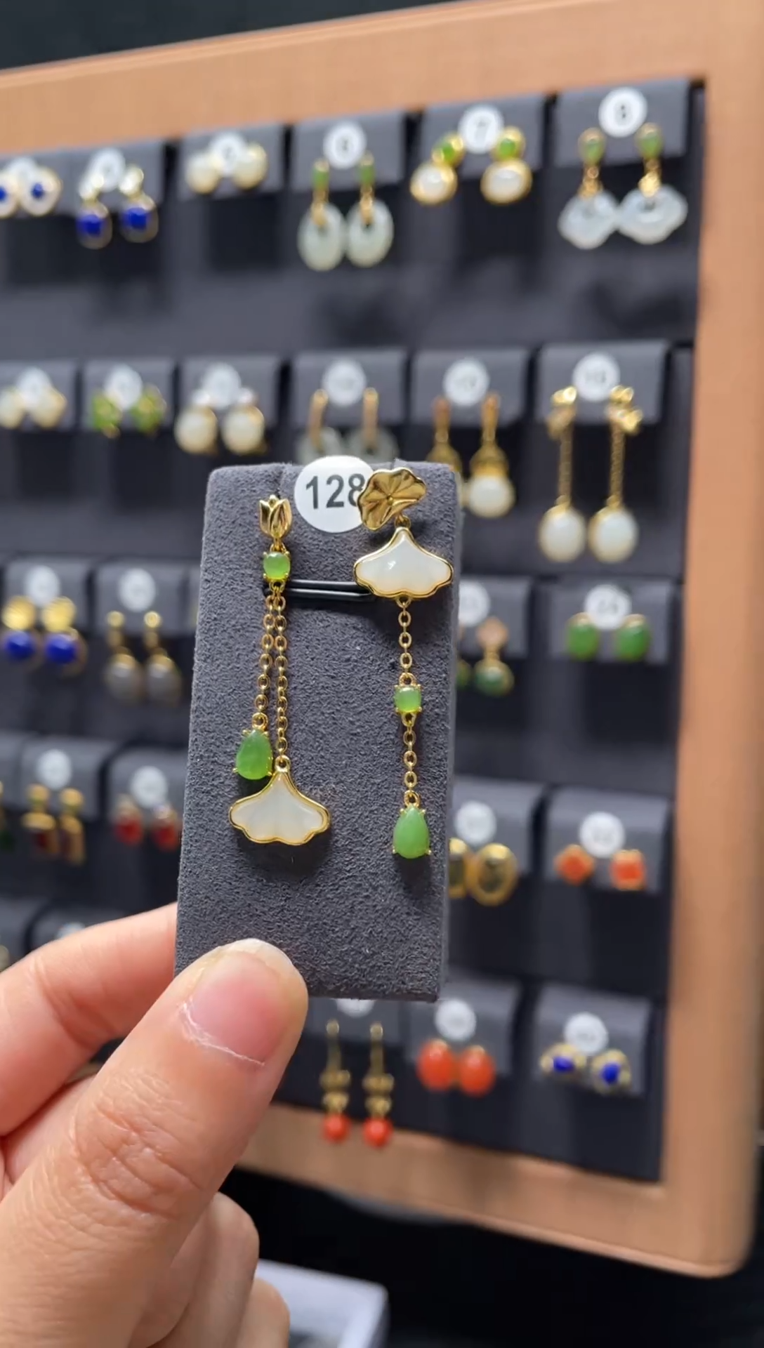 【闪购商品】和田玉耳饰银S925镶嵌0128