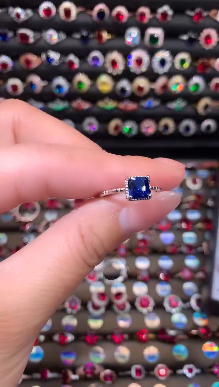 【闪购商品】蓝宝石戒指银S925镶嵌6