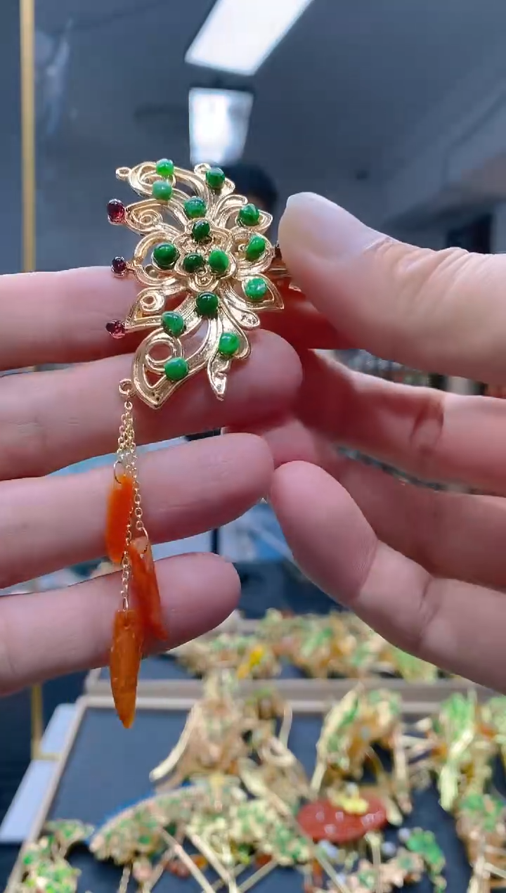 【闪购商品】翡翠耳饰合金094翡翠发簪