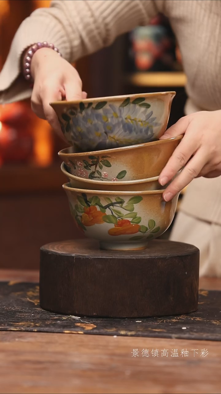 陶瓷景德镇高温釉下手绘陶瓷