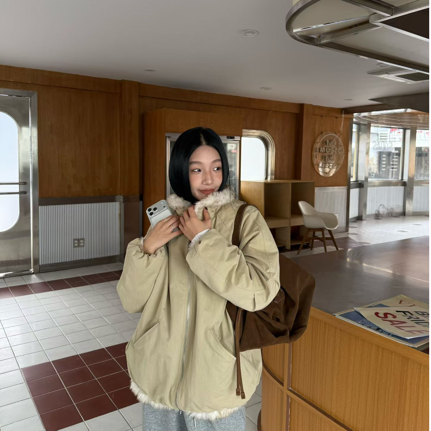 双面穿毛感棉服座山雕潮流宽松外套83036