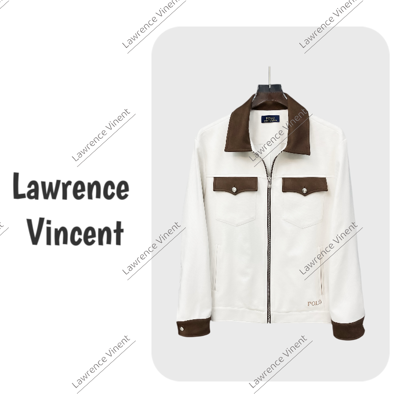 Lawrence Vincent翻领撞色拼接工装长袖外套美式夹克W6003